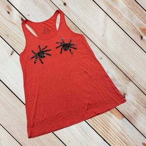 Bear Dance S orange sequin spider tank